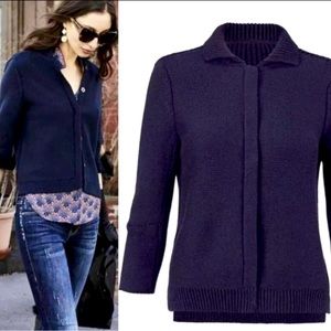 CAbi Pursuit Navy Ribbed Snap Cardigan M